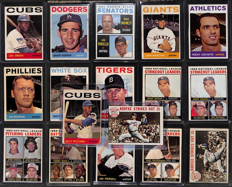 Lot of 80 - 1964 Topps Baseball Cards w. Lou Brock