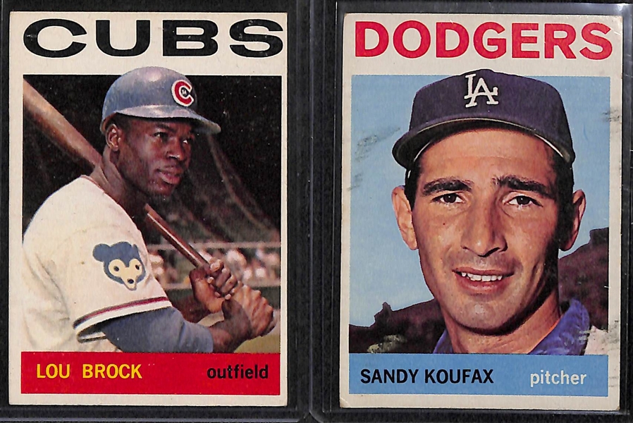 Lot of 80 - 1964 Topps Baseball Cards w. Lou Brock