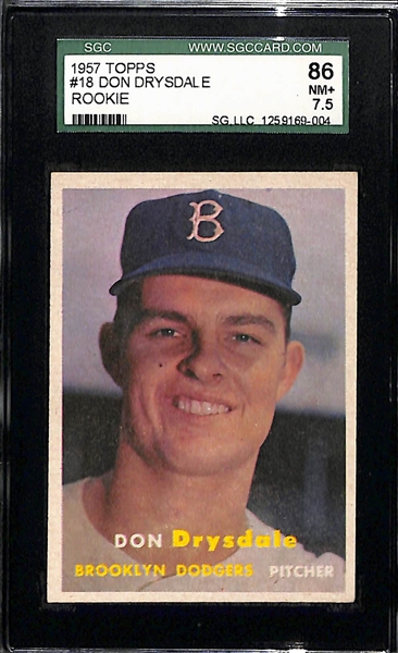 1957 Topps Don Drysdale Rookie Graded SGC 86 (7.5) NM+