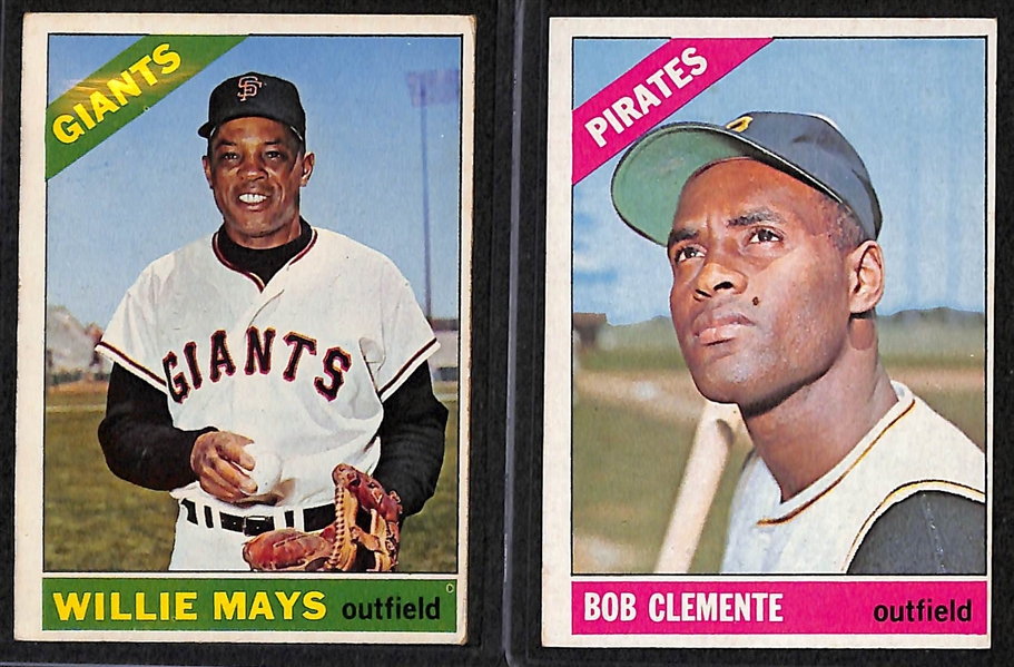 Lot of 18 - 1966 Topps Baseball Cards w. Mays & Clemente