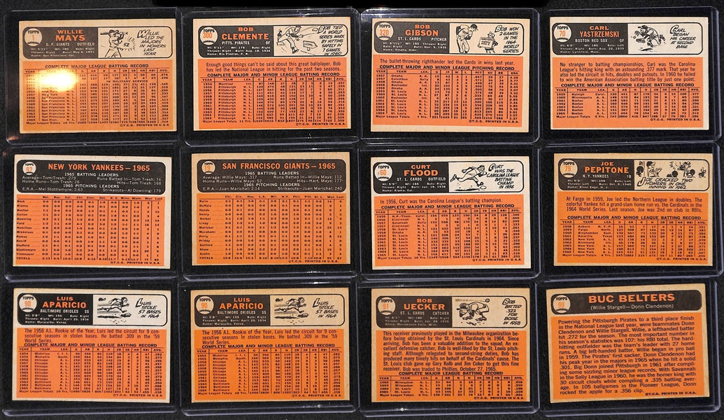 Lot of 18 - 1966 Topps Baseball Cards w. Mays & Clemente