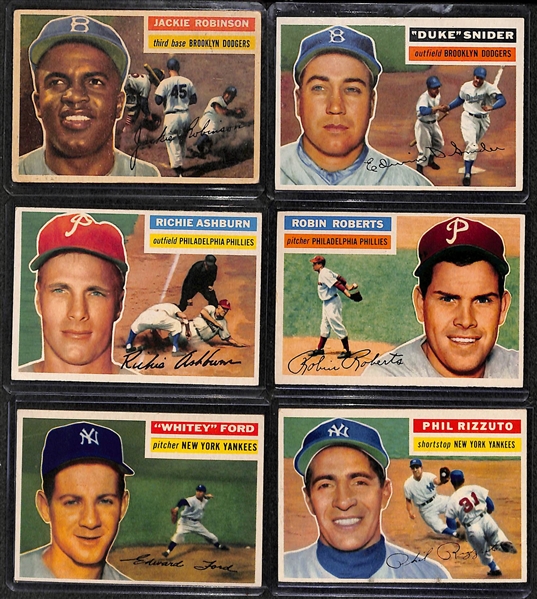 Lot of 6 - 1956 Topps Cards w. Jackie Robinson & Duke Snider
