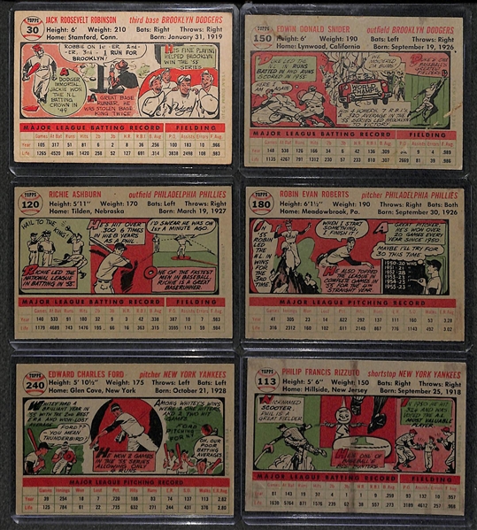 Lot of 6 - 1956 Topps Cards w. Jackie Robinson & Duke Snider