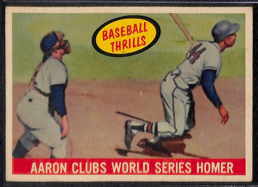 Lot of 4 - 1959 Topps Baseball Cards w. Willie Mays & Hank Aaron