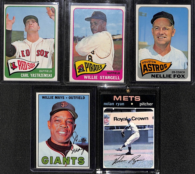  Lot of 5 - 1965-71 Topps Baseball Cards w. 1971 Nolan Ryan