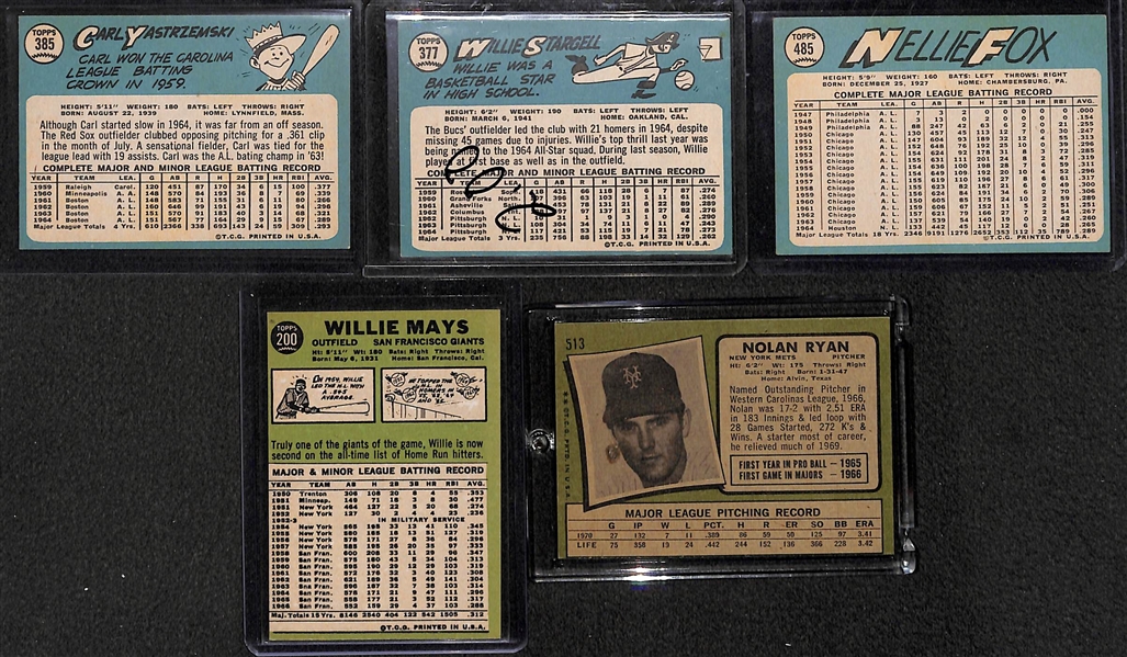  Lot of 5 - 1965-71 Topps Baseball Cards w. 1971 Nolan Ryan