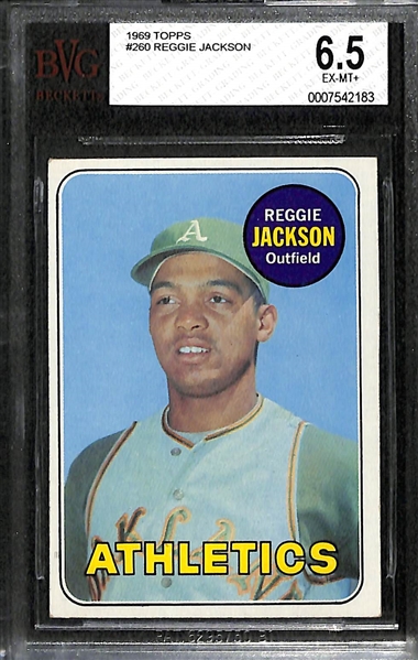 1969 Topps #260 Reggie Jackson Rookie Graded BVG 6.5 (EX-MT+)