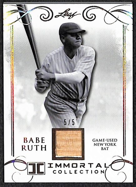 2017 Leaf Immortal Collection Babe Ruth Game Used Yankees Bat Card #5/5 
