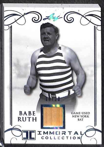 Lot of (3) 2017 Leaf Immortal Collection Babe Ruth Game Used Yankees Bat Cards - Each Numbered to 20 