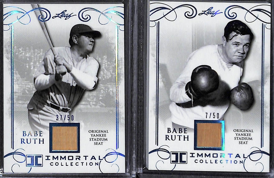 Lot of (10) 2017 Leaf Immortal Collection Babe Ruth Original Yankee Stadium Seat Cards - Numbered to 10, 20, or 50