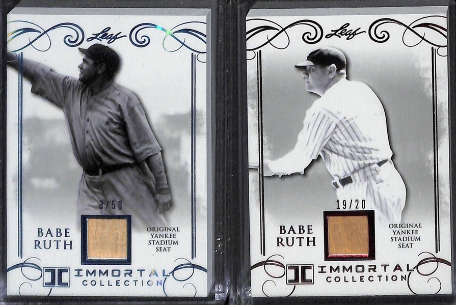 Lot of (10) 2017 Leaf Immortal Collection Babe Ruth Original Yankee Stadium Seat Cards - Numbered to 10, 20, or 50