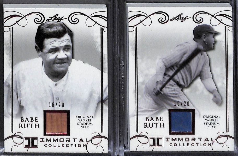 Lot of (10) 2017 Leaf Immortal Collection Babe Ruth Original Yankee Stadium Seat Cards - Numbered to 10, 20, or 50