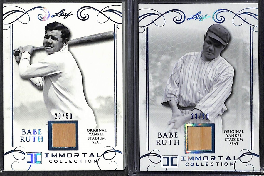 Lot of (9) 2017 Leaf Immortal Collection Babe Ruth Original Yankee Stadium Seat Cards - Numbered to 50
