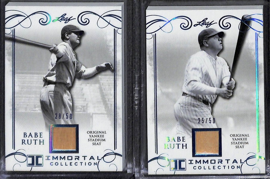 Lot of (9) 2017 Leaf Immortal Collection Babe Ruth Original Yankee Stadium Seat Cards - Numbered to 50