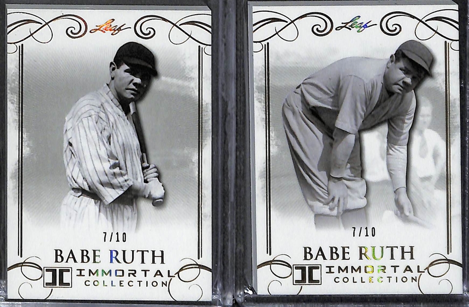 Lot of (7) 2017 Leaf Immortal Collection Babe Ruth Cards - Each Numbered to 10