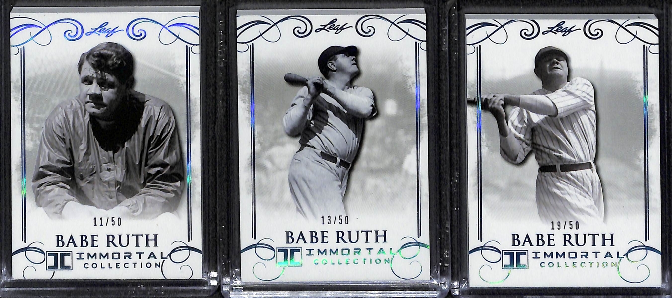 Lot of (13) 2017 Leaf Immortal Collection Babe Ruth Cards - Each Numbered to 20 or 50