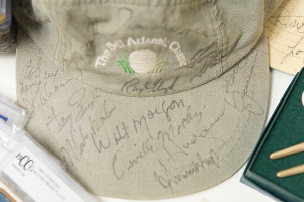 Lot of Golf Memorabilia - Multi Signed Caps, Signed Golf Cards, 15 Divot-Repair Tools, 300+ Golf Cards
