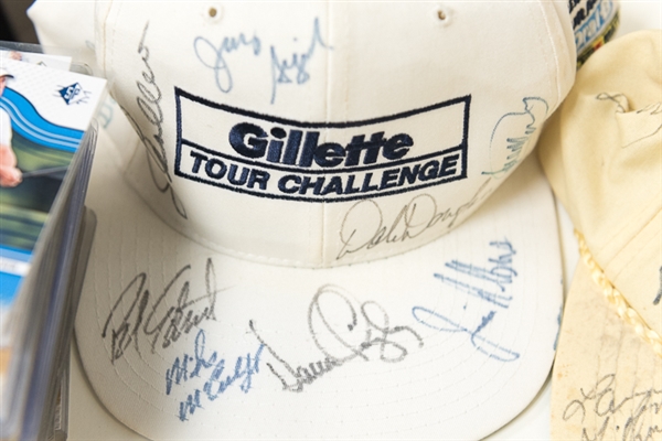 Lot of Golf Memorabilia - Multi Signed Caps, Signed Golf Cards, 15 Divot-Repair Tools, 300+ Golf Cards