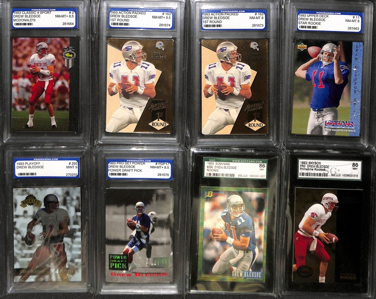 Lot of 400+ Drew Bledsoe Cards Including Many Rookies, Inserts, and Graded Cards