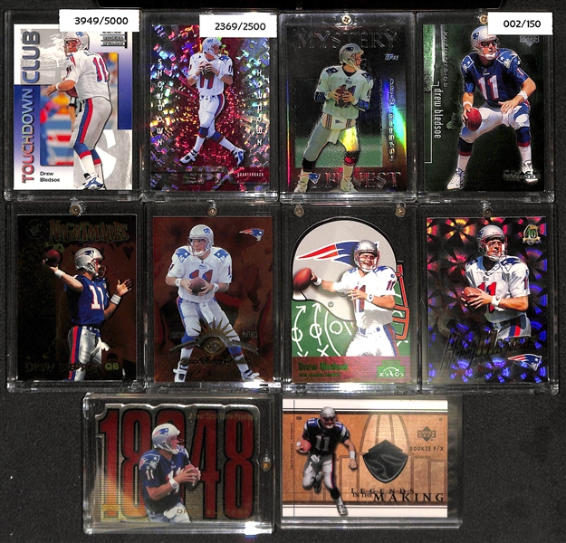 Lot of 400+ Drew Bledsoe Cards Including Many Rookies, Inserts, and Graded Cards