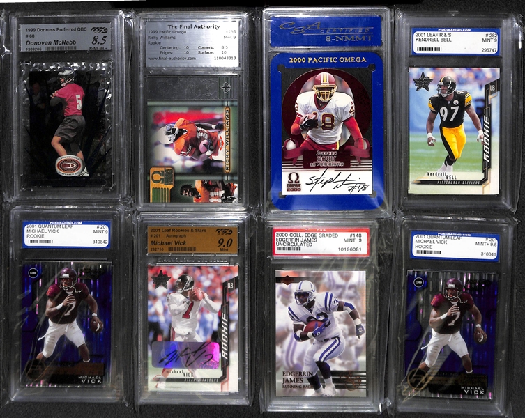 Lot of 2000+ Football Cards Including 35 Graded Cards, 10 Autograph Cards, 13 Relics