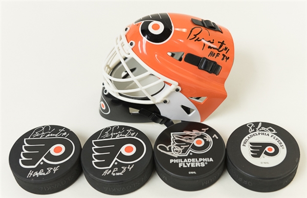 Lot of 5 Flyers Autographed Items - Bernie Parent, Eric Lindros & Bill Barber
