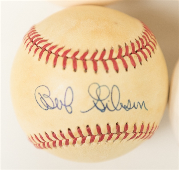Lot of 4 Signed Baseballs - Gibson, Cepeda, N. Ryan, & Sax