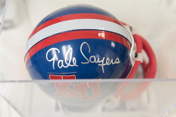 Lot of 4 Signed Football Mini Helmets w. Sayers, T. Brown, Cunningham, & Vermiel