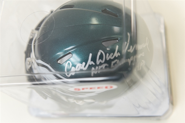 Lot of 4 Signed Football Mini Helmets w. Sayers, T. Brown, Cunningham, & Vermiel