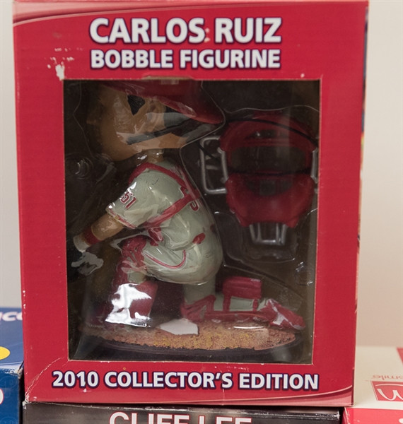 Philadelphia Phillies Collectible Lot with 5 Bobble Heads & Steve Carlton Signed Hat