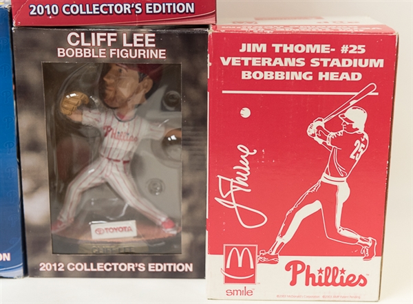 Philadelphia Phillies Collectible Lot with 5 Bobble Heads & Steve Carlton Signed Hat