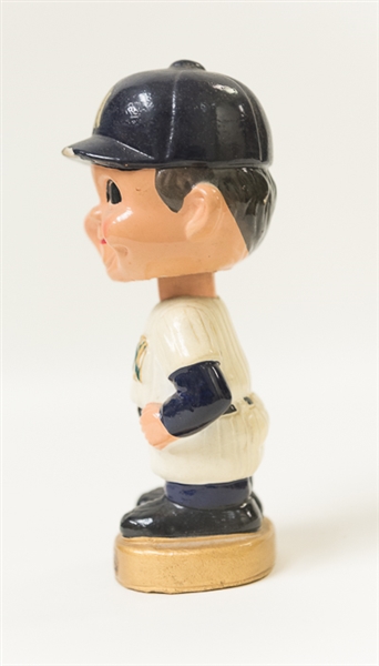 Early 1970s New York Yankees Player Bobble Head with Round Gold Base