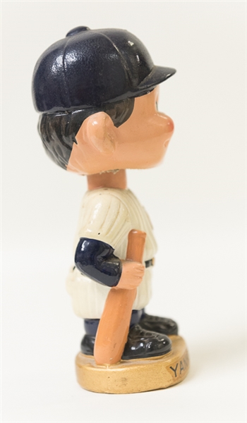 Early 1970s New York Yankees Player Bobble Head with Round Gold Base