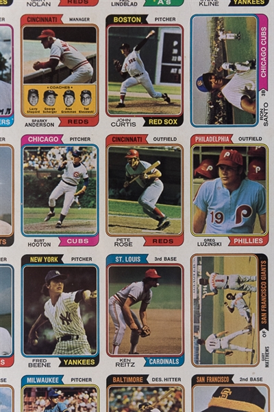 1974 Topps Baseball Uncut Sheet w. Pete Rose & Mike Schmidt