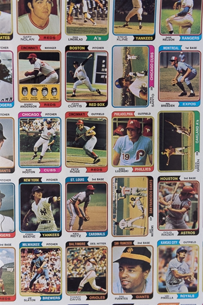 1974 Topps Baseball Uncut Sheet w. Pete Rose & Mike Schmidt