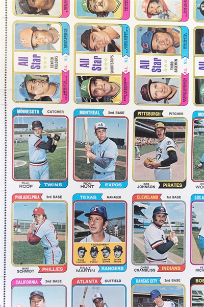 1974 Topps Baseball Uncut Sheet w. Pete Rose & Mike Schmidt