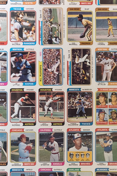 1974 Topps Baseball Uncut Sheet w. Garvey & Killebrew