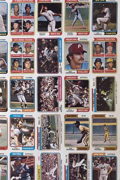 1974 Topps Baseball Uncut Sheet w. Garvey & Killebrew
