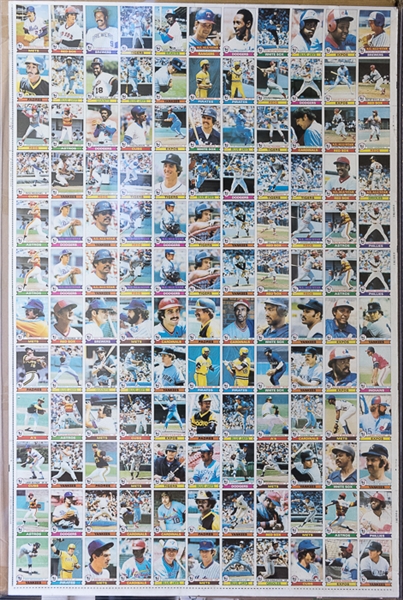 1979 Topps Baseball Uncut Sheet w. Ozzie Smith Rookie Card & Reggie Jackson