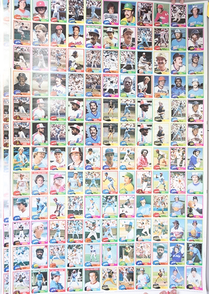 Lot of 2 - 1981 Topps Baseball Uncut Sheets w. Rickey Henderson & George Brett