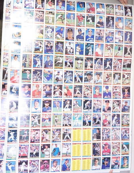 Lot of 3 Different 1991 Topps Baseball Uncut Sheet w. Frank Thomas & Chipper Jones Rookie Card