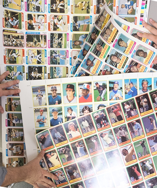 Lot of 5 Uncut Sports Sheets Including 2 - 1974 Uncut Traded Sheets