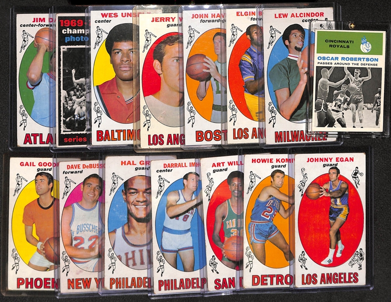 1961 Fleer Basketball Oscar Robertson IA & 14 - 1969 Topps Bkb w. Alcindor Rookie