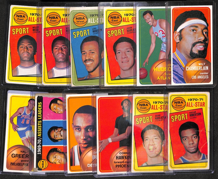 Lot of 12 1970-71 Topps Basketball Cards w. Wilt Chamberlain