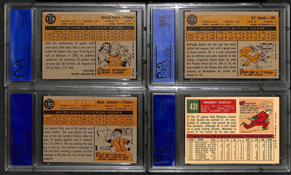 Lot of 4 - PSA 7 Baseball Cards - 1959 & 1960 w. Whammy Douglas