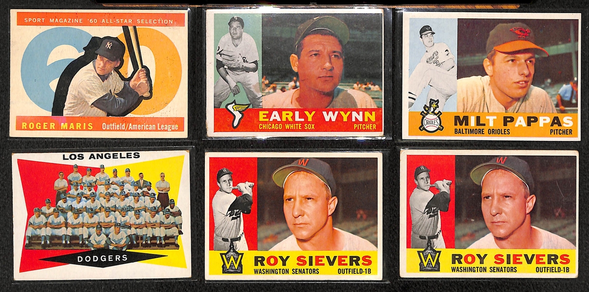 Lot of 140 - 1960 Topps Baseball Cards w. Roger Maris All-Star