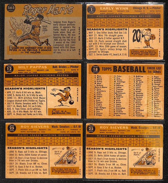 Lot of 140 - 1960 Topps Baseball Cards w. Roger Maris All-Star