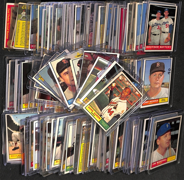 Lot of 150+ 1961 Topps Baseball Cards w. Hank Aaron