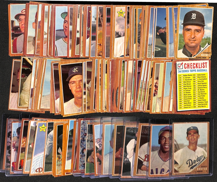 Lot of 140+ Topps Baseball Cards w. Sandy Koufax
