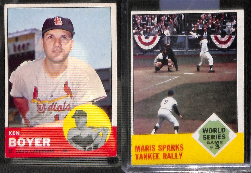 Lot of 60+ 1963 Topps Baseball Cards w. Bomber's Best (w. Mantle)